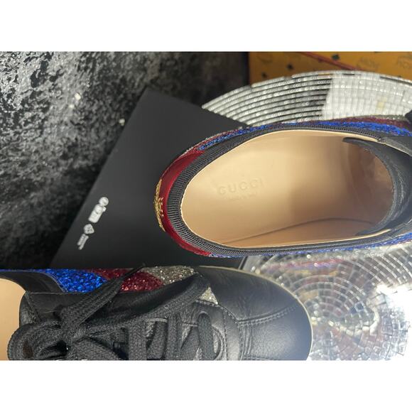 Gucci Falacer Sylvie Web Crystal Glitter Sneakers - Picture 5 of 5